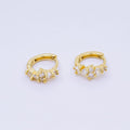 24K Gold Filled Micro Paved CZ Simple Mixed Cut CZ Huggie Hoops Earrings in Gold  | AJ-125