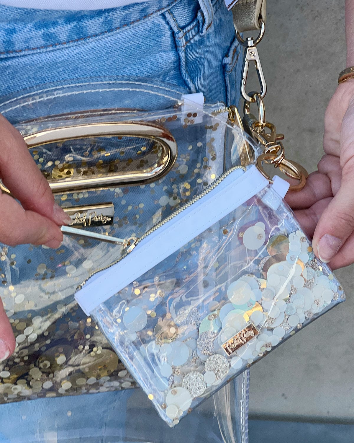 Gold Confetti Mini Wallet Keychain